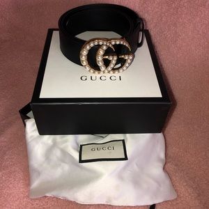 Authentic Gucci Belt with Pearls